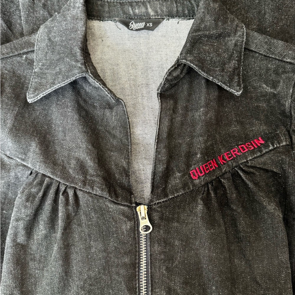 Retro 50s Rockabilly Black Denim Swing Dress - Greaser Style - Picture 6 of 8